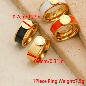 Classic Roman Numeral Ring - Gold & Orange Stainless Steel - Size 6 NWT thumbnail 4