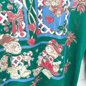 Vintage 90’s Christmas Teddy Bears Green Holiday Sweater w/ Glitter MD - AS IS thumbnail 5