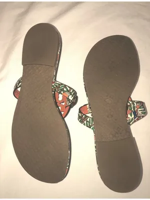 Tory Burch Something Wild Miller Thong Sandals Size 7 Patent Leather Birds Blue thumbnail 4