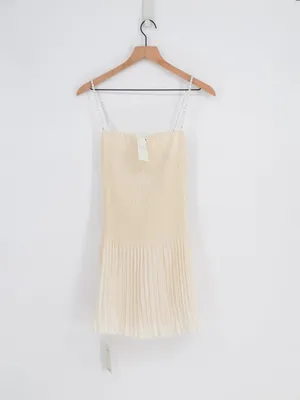 Abercrombie & Fitch The A&F Giselle Faux Pearl Pleated Mini Dress White S thumbnail 2