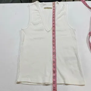 We The Free Free People White Ribbed V-Neck Tank Top Size M Minimalist thumbnail 7