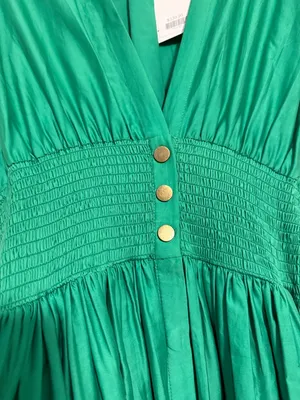 NWT Karina Grimaldi Emerald Green deep V-Neck Midi Dress hayley size S eyelet thumbnail 4