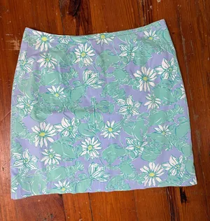 Vintage Lilly Pulitzer Lavender Mint Floral Lobster Crab Mini Skirt Size 10 thumbnail 1
