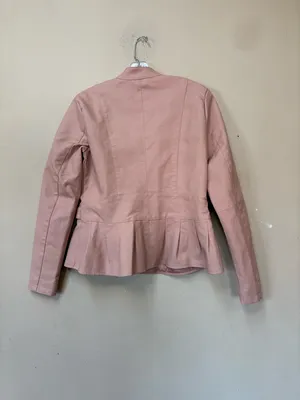 Baccini S Blush Pink Faux Leather Peplum Moto Jacket 2010s thumbnail 2