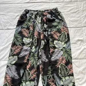 Womens Wide Leg Floral‎ Tropical Beach Summer Cover Up Flowy Drawstring Green thumbnail 9