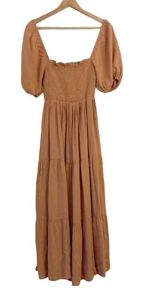 Abercrombie & Fitch Midi Dress Small Tall ST Cottagecore Smocked Tiered Pockets thumbnail 1