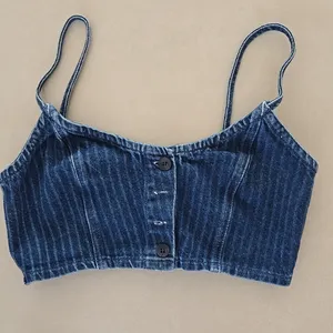 ASOS DESIGN Tailored Pinstripe Jeans Pants and Crop Top Set thumbnail 5