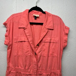 Universal Threads Linen Blend Romper Womens 14 Vacation Beachy Coastal Nautical thumbnail 4
