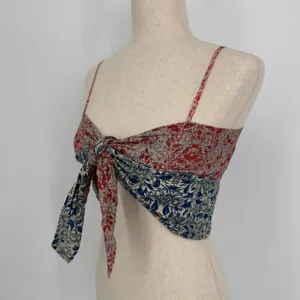 CAROLINA K Sienna Top Medium Multicolor Floral Boho Festival Tie Front Crop Tank thumbnail 7