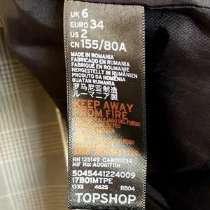 Topshop Sz 2 Oversized Double‎ Breasted Checkered Houndstooth Blazer Black White thumbnail 6
