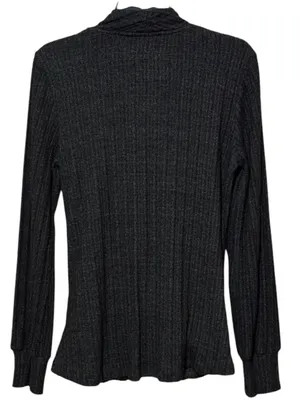 Maeve ANTHROPOLOGIE Rafela Hacci Surplice Faux Wrap Sweater M 20.5” Charcoal EUC thumbnail 4