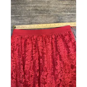 NWT Laffaire Lace Maxi Skirt Red Flowy Floor Length Boho Siren Vamp Whimsigoth thumbnail 9