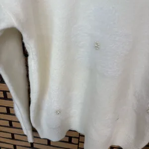 Nanette Lepore Cream‎ Flower Embellished Pre-Washed Yarn Sweater Size Small thumbnail 4
