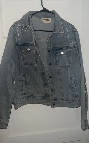 Savanna Jane denim jacket with rhinestone fringe thumbnail 1