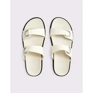 ABERCROMBIE & FITCH Double-Strap Hardware Sandals in Cream Size 8 thumbnail 2