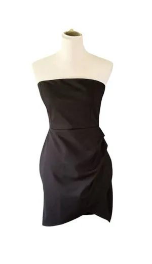 Strapless Sweetheart Ruched Tulip Hem Cocktail Dress Black Size M / L thumbnail 1