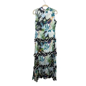 Oliphant Sleeveless Mock Neck Tiered Sleeveless Maxi Dress Sz. S thumbnail 5