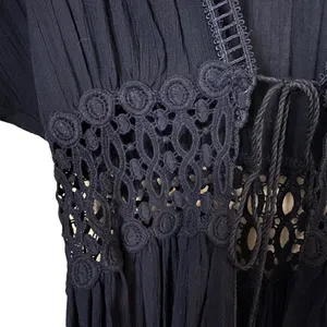 Lavender Field Long Black Kimono Open Front Cover Up thumbnail 3