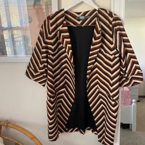 Anthropologie Eva Franco Chevron Retro Car Coat Open Blazer Jacket thumbnail 2