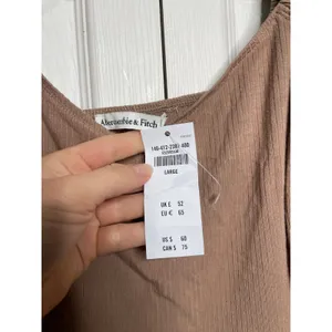 NEW Abercrombie & Fitch Womens Tan Ribbed Balloon Sleeve Blouse Size Large thumbnail 3