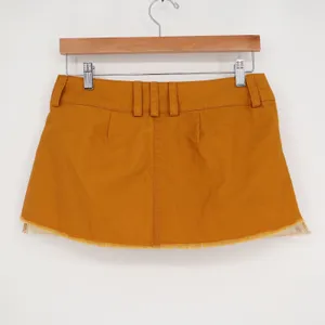 BDG Urban Outfitters Mustard Yellow Pleated Raw Hem Micro Mini Skirt XS thumbnail 5