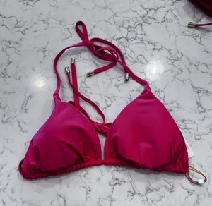 NWT Quince Magenta Italian Triangle Bikini Top Size Large thumbnail 1