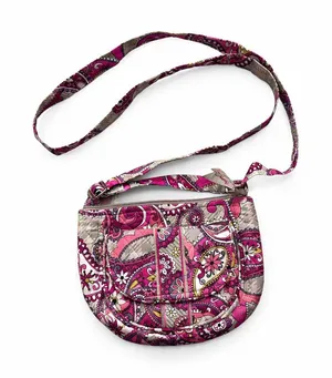 Vera Bradley Very‎ Berry Pink Gray Paisley Hipster Shoulder Crossbody Bag Purse thumbnail 1