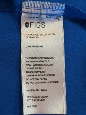 Figs Women's V-Neck Royal Blue Scrub Top Pockets Size XS thumbnail 6
