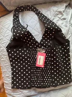 Edikted Twyla Polka Dot Halter Top M NWT thumbnail 4