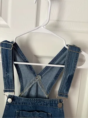New NWT Cider Classic dark washed Denim Overall Shorts Women Jeans size M thumbnail 5