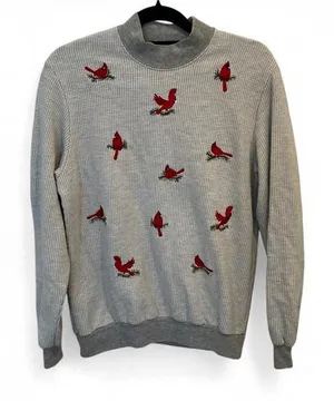 Vintage‎ Bonworth Cardinal Houndstooth Holiday Cotton Sweatshirt XS thumbnail 1