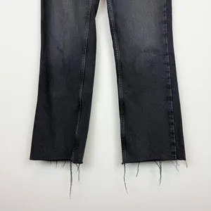 Zara High Rise Straight Leg Raw Hem Jeans Faded Black Size‎ 2 thumbnail 7