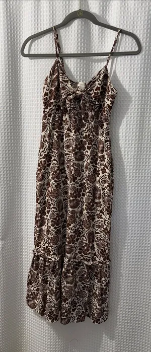 Monteau Los Angeles Floral Tiered Linen Blend Maxi Dress with Pockets Size S thumbnail 1