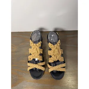 Tory Burch Women's Size 8 Macrame Woven Strappy Flat Sandals Black Tan thumbnail 8