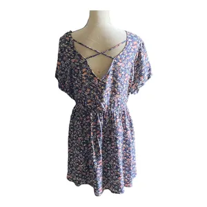 Torrid Beautiful floral babydoll tunic, short sleeves.m, cross back thumbnail 5