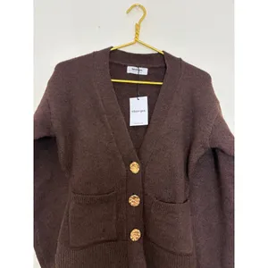 NWT Showpo Nerissa Cardigan Size 2 Brown Cinched Waist Puff Sleeve Wool Contour thumbnail 8