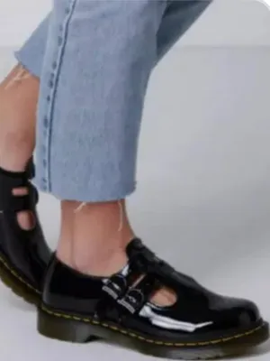 DR. MARTENS 8065 Black Patent Leather Mary Jane Double Strap Buckle Shoes Size 9 thumbnail 2