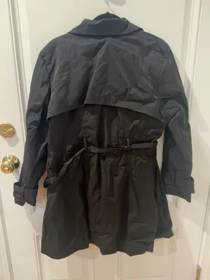 Jessica Simpson Black Ruffle Front Belted Trench Coat Plus Size 1X thumbnail 3