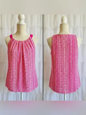 Banana Republic Women’s Pink Patterned Sleeveless Halter Top Size XS thumbnail 3