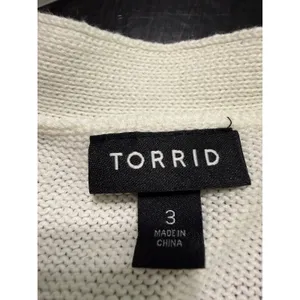 Torrid White Lace Sleeve Open Front Cardigan Plus Size 3 3X Longline Sweater thumbnail 4