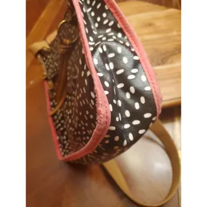 Fossil Keyper Coated Canvas Black & White Polka Dot Crossbody Purse Shoulder Bag thumbnail 11