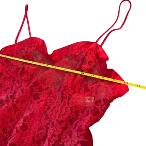 Victorias Secret Red Lace Teddy Ruffled Satin Trim Spaghetti Straps gold label thumbnail 8