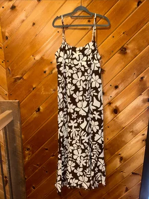 Paper Heart Brown and White Tropical Floral Print Tiered Maxi Dress NWT thumbnail 3