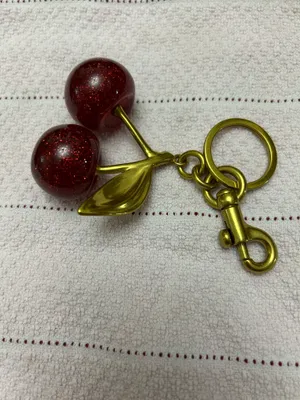 Cherry gold tone keychain Red thumbnail 3