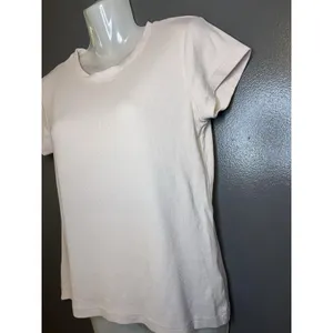 Club Monaco Shirt Womens Large Pink Basic Crew Neck Cropped Stretch Tee Top thumbnail 4