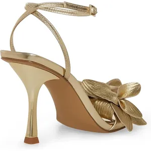 Steve Madden Amani Floral Heeled Sandals Gold Metallic Size 10 NWOT thumbnail 12