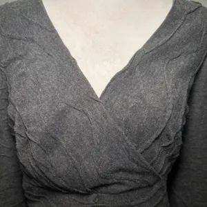 Adrianna Papell NWT V-Neck Lined Dress‎ Knee Length Textured Dark Gray Size 14 thumbnail 4