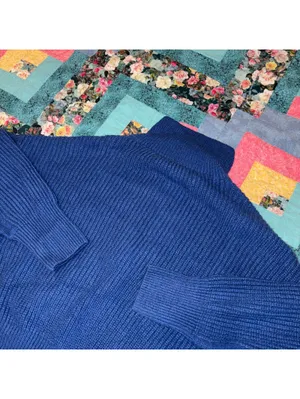 Urban Outfitters Woman’s S Blue Cable Knit Crop Half-Zip Sweater Size Small thumbnail 4