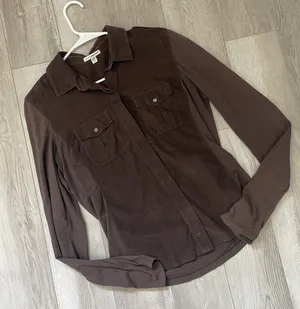 James Perse Shirt cotton corduroy button up long sleeve womens Brown (large) thumbnail 1