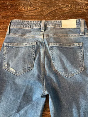 Paige Colette Crop Flare Jeans Womens 24 Light Blue Distressed thumbnail 3
